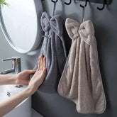 Bowknot Hand Towels in Soft & Quick Dry Coral Velvet Microfiber - Himpall